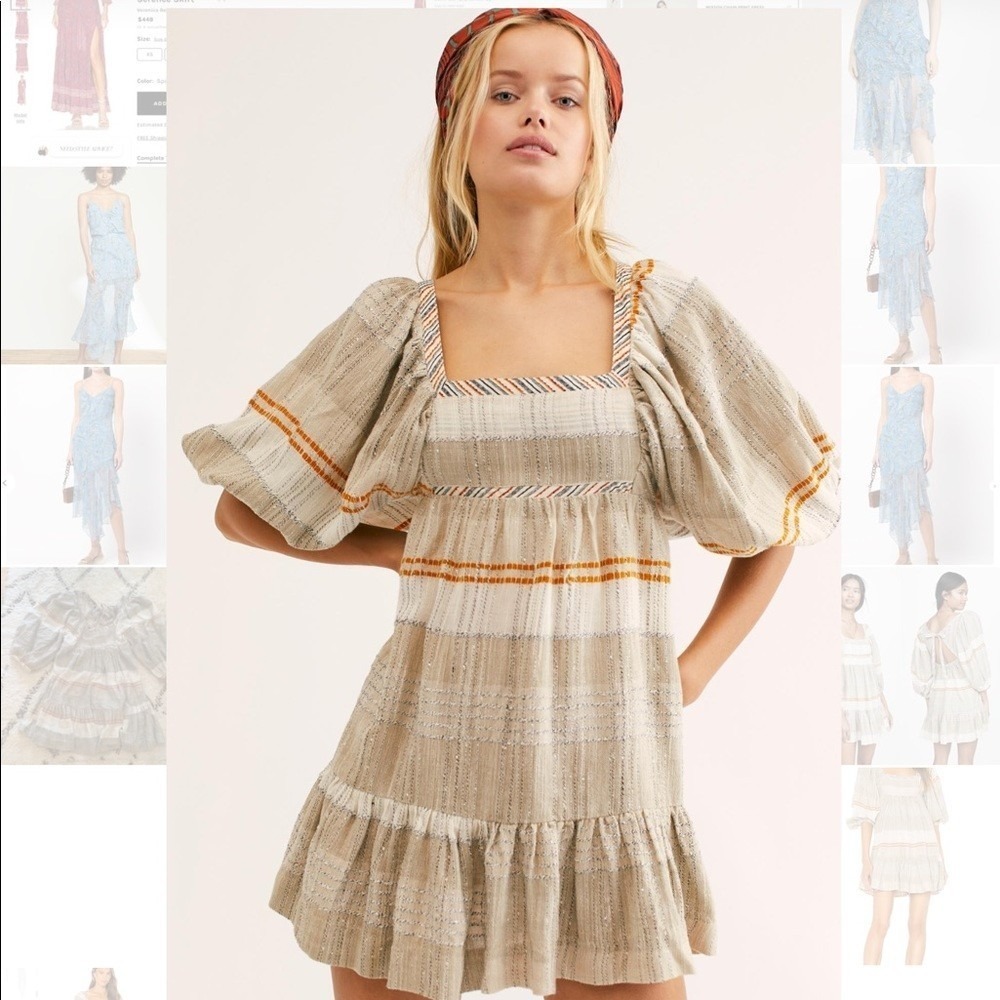 Free People All Lined Up Women's Sz S Mini Dress Striped Open Tie Back $148 - Picture 3 of 13